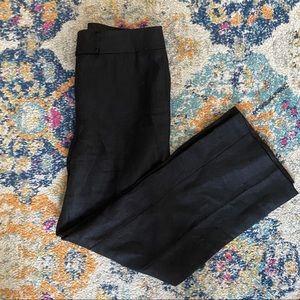 talbots black pure linen straight leg crop pants 6